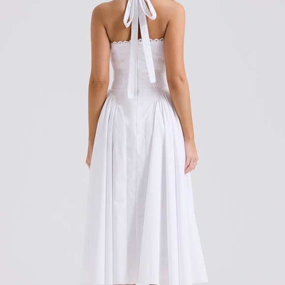 HOUSE OF CB 'Adabella' White Cotton Halter Sundress Size S Plus Cup - Picture 3 of 3